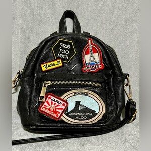 ALDO Farore Mini Backpack Purse Faux Leather With Vibrant Patches